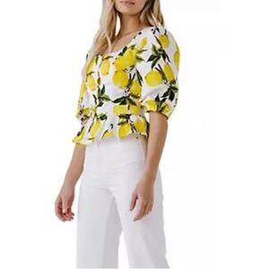 Lemon Printed Peplum Top